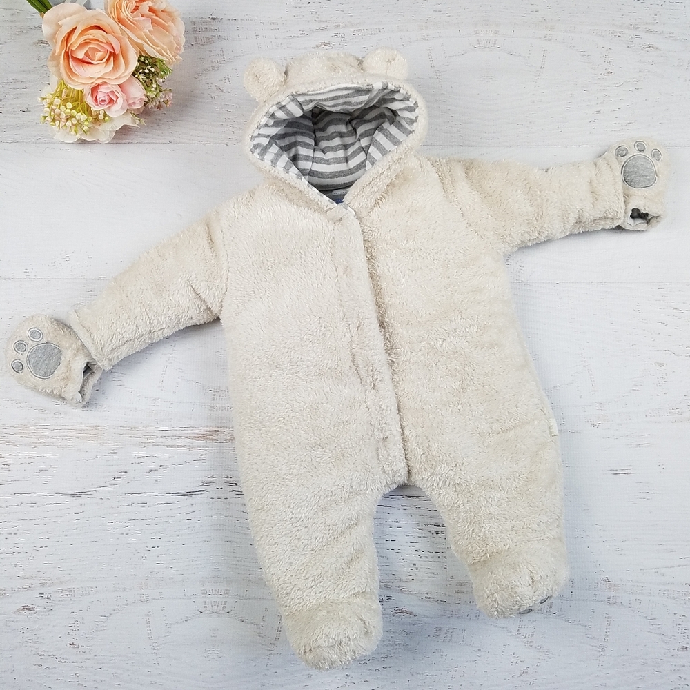 Jojo Maman Bebe Bear Fleece Baby One-Piece NB